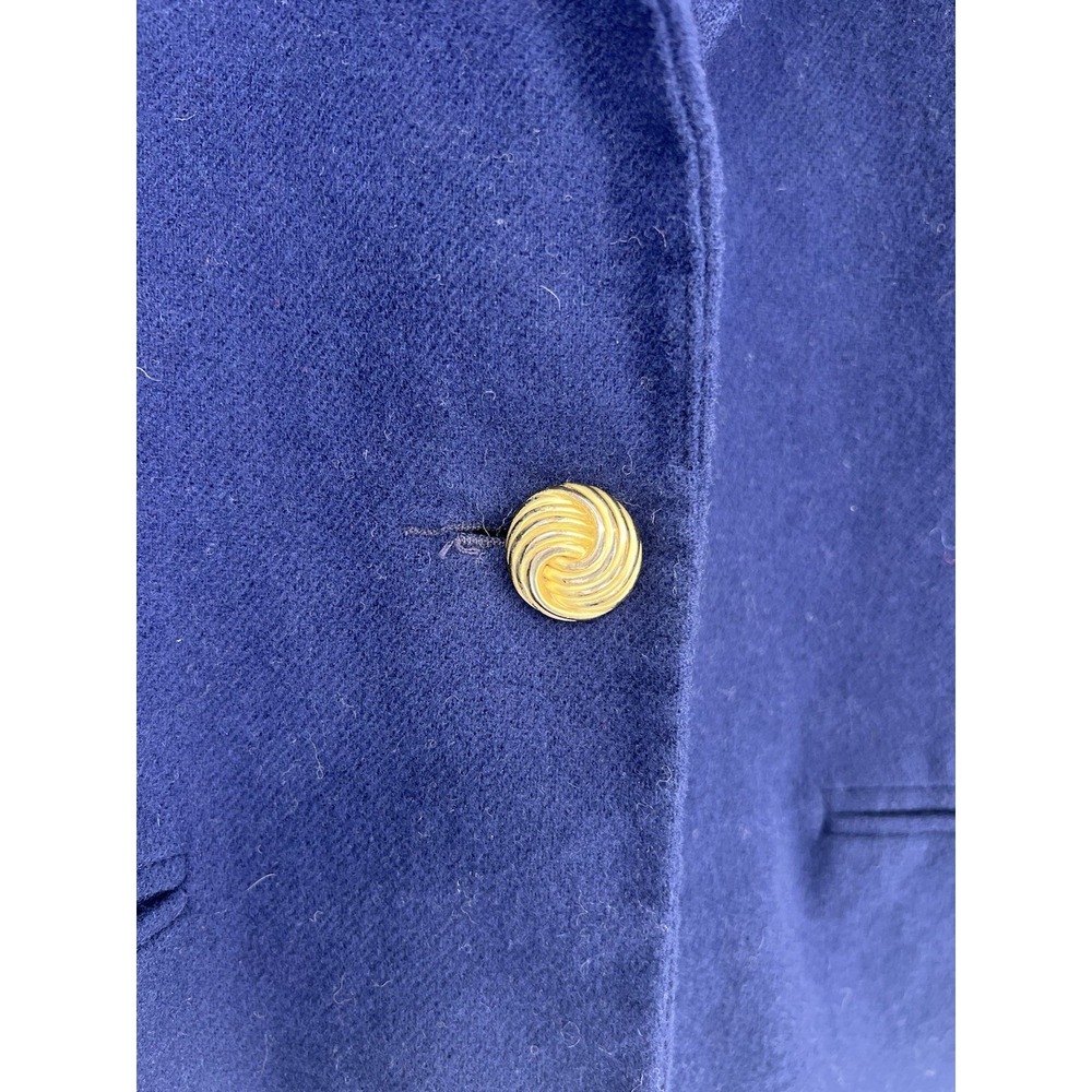 Vintage Women's Savannah Woold Blazer Dark Blue Wool One Gold Button Size 12P - Picture 2 of 8